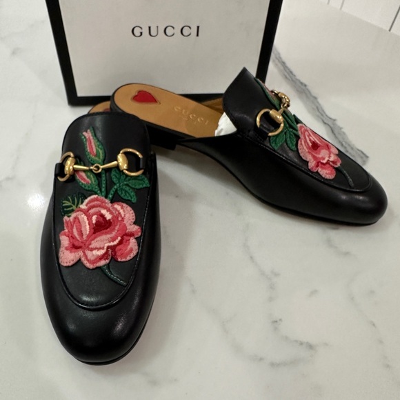 Gucci Embroidered Princetown Mules - Picture 2 of 8